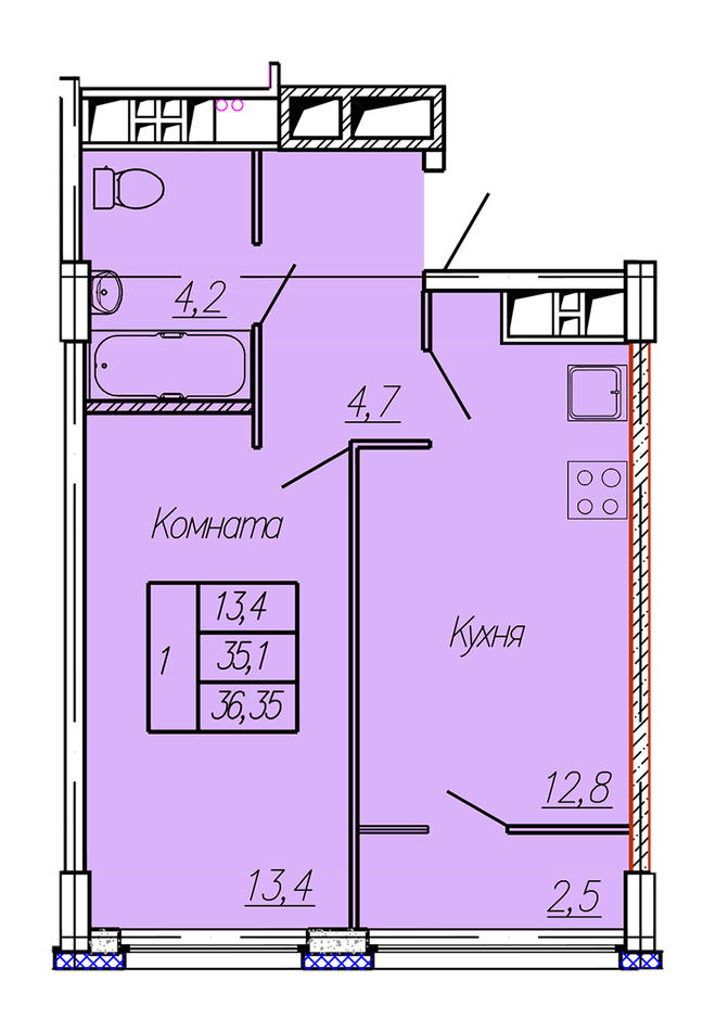 14 этаж 1 комнатная - 1