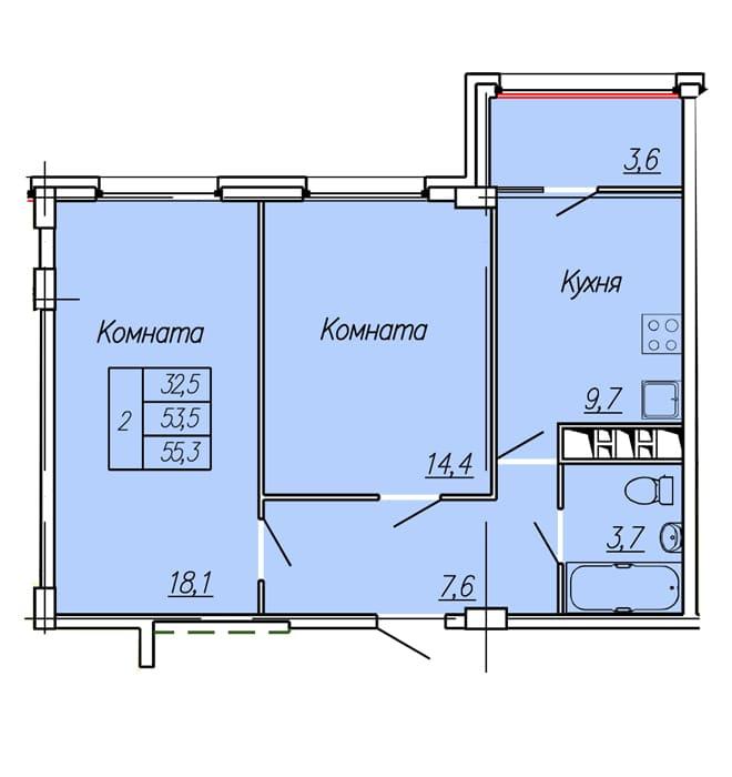 13 этаж 2 комнатная-3