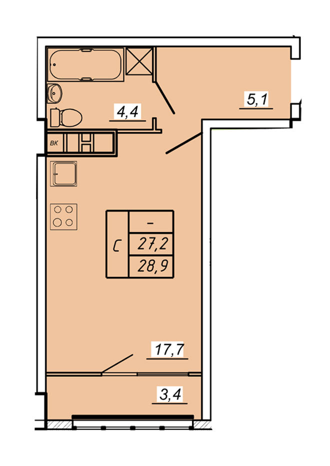 9 этаж Квартира-студия - 1
