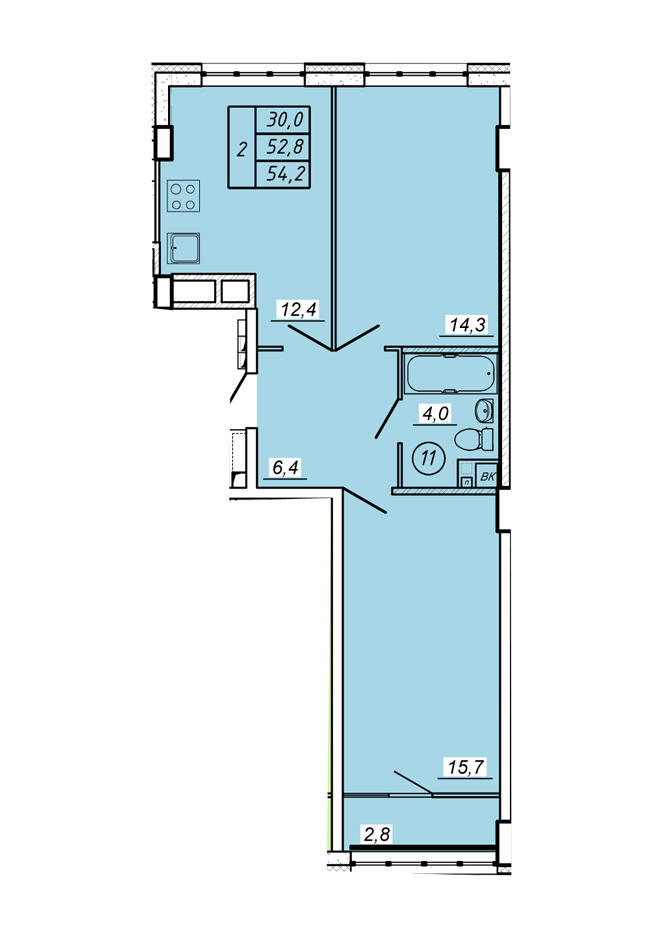 1 этаж 2 комнатная - 1