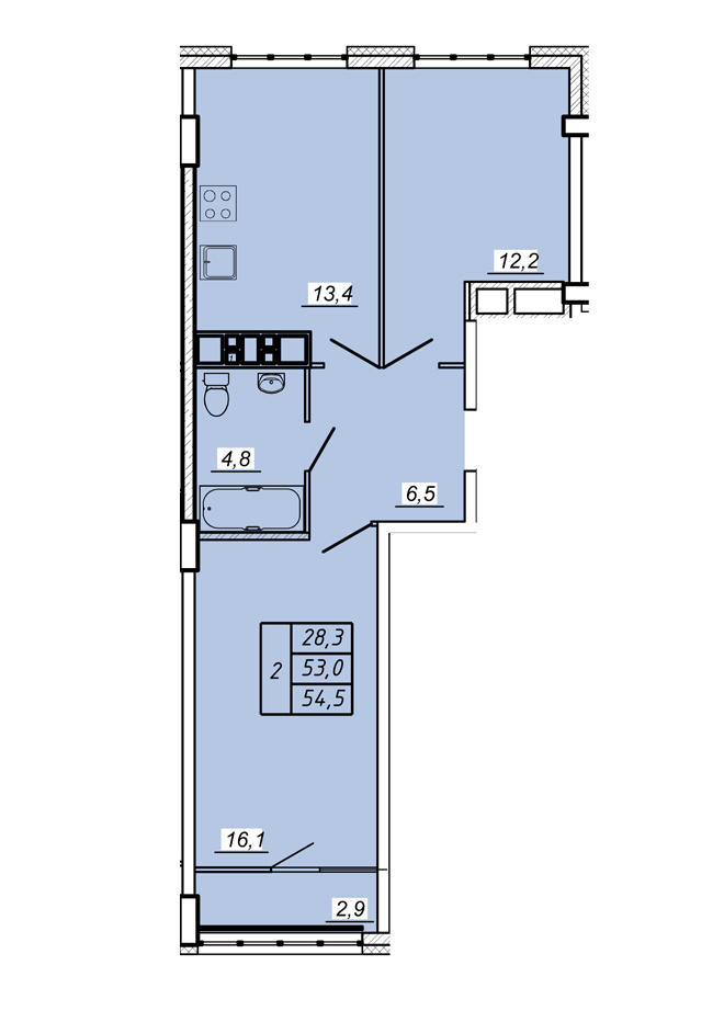 4 этаж 2 комнатная - 3