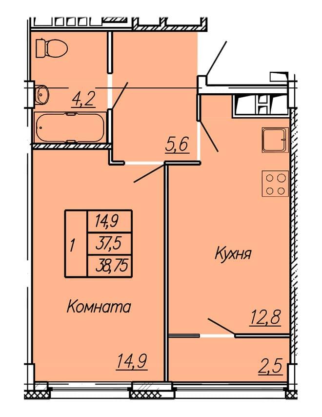2 этаж 1 комнатная - 2