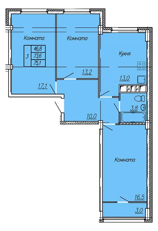 2 этаж 3 комнатная