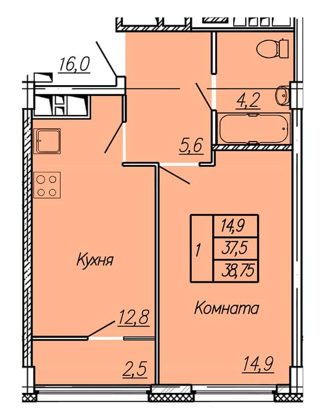 6 этаж 1 комнатная - 2